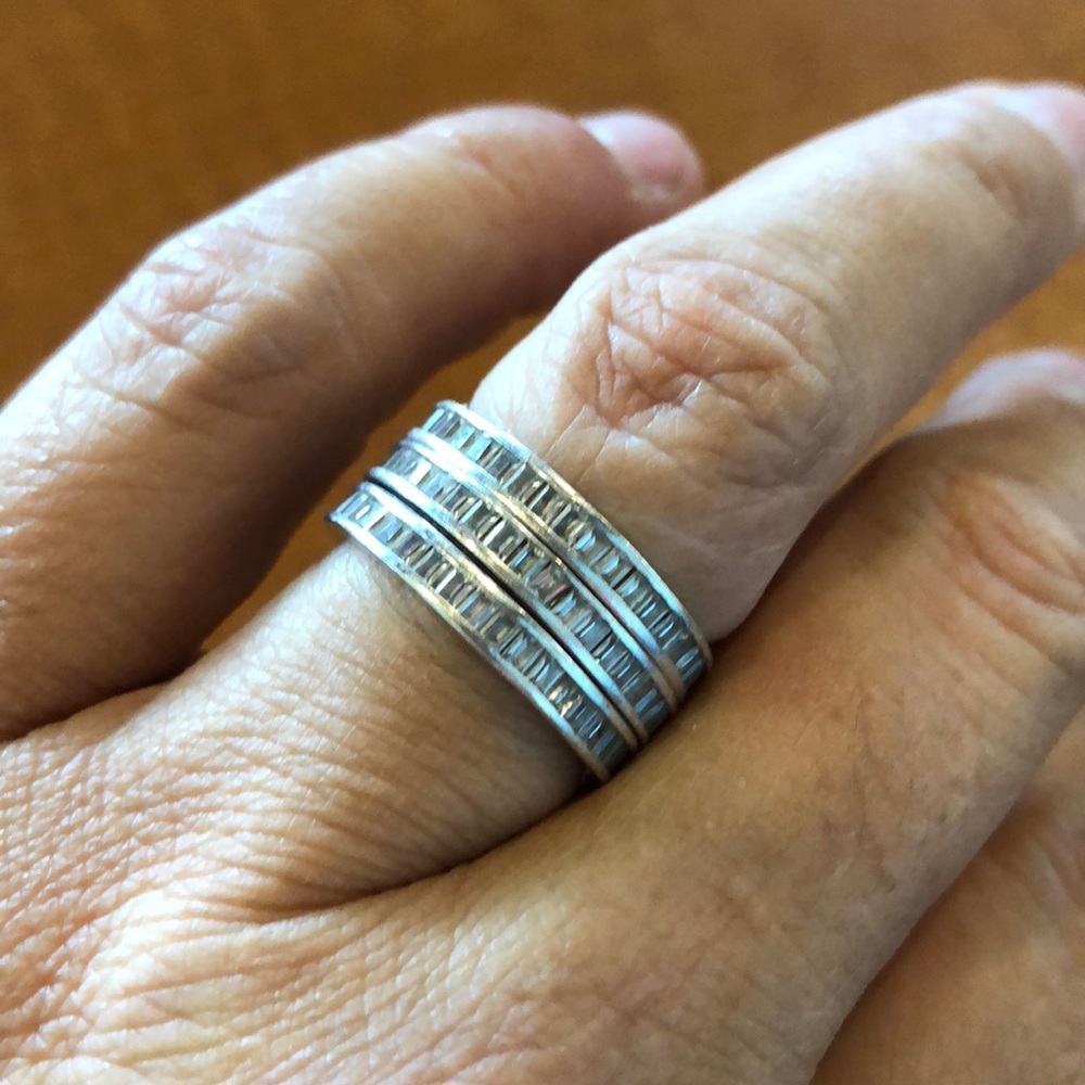 Set of 3 channel set baguette rings